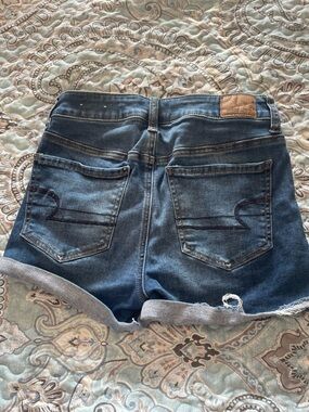 American Eagle Outfitters Blue Denim Rolled Cuff High-Rise Shorts